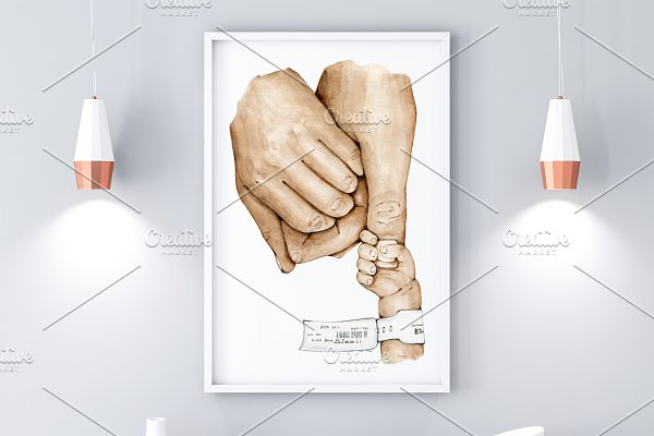 Download New Family Preemie Holding Hands Art
