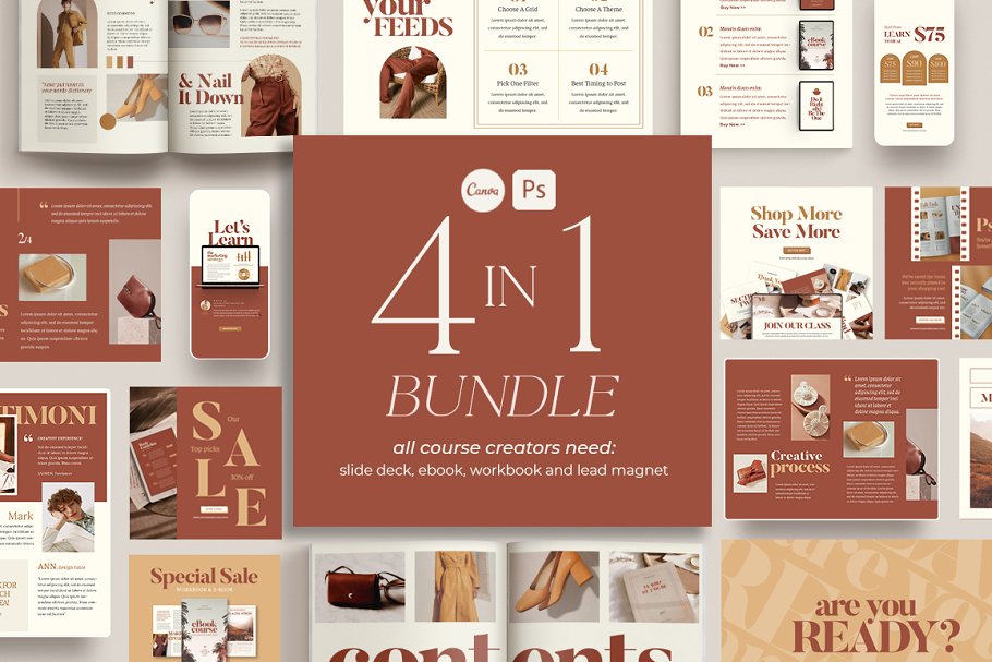 Download 4 in 1 Bundle for Creators CANVA PS