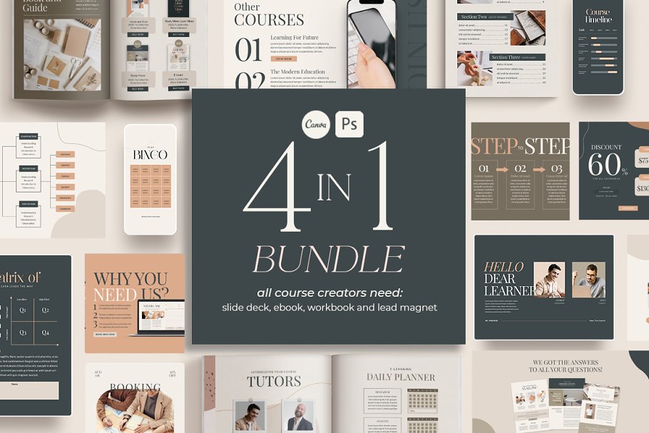 Download 4 in 1 Bundle Education Course CANVA