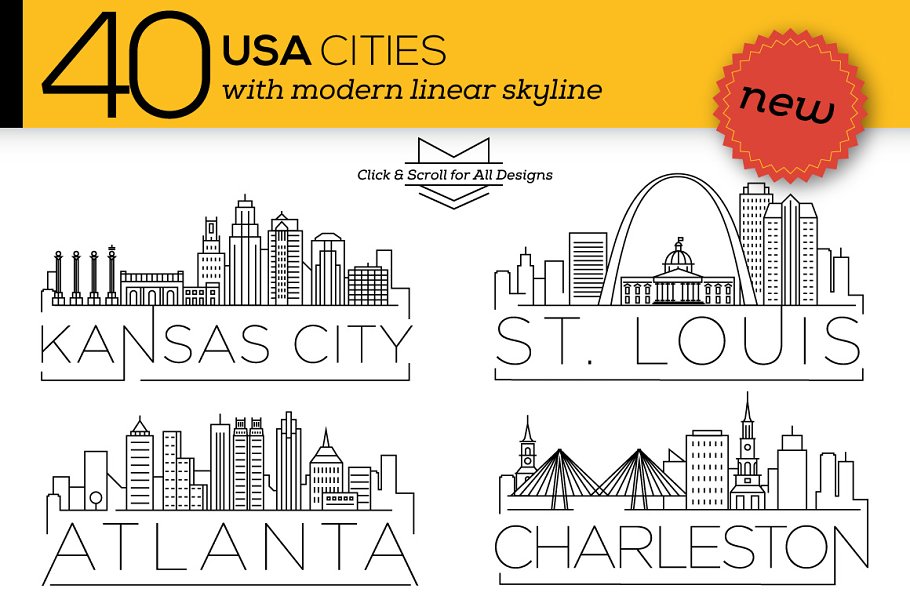 Download 40 - Linear Style USA Cities