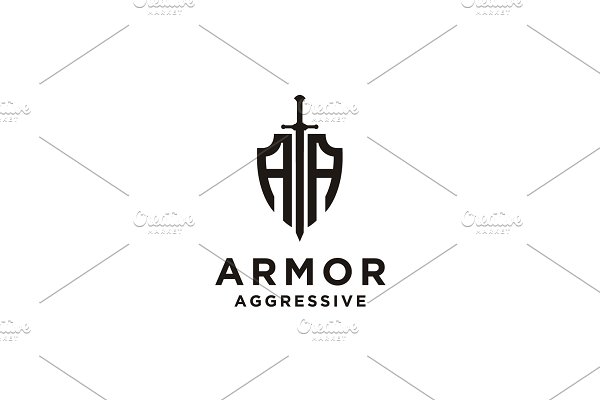 Download Shield Armor Sword Initials AA logo