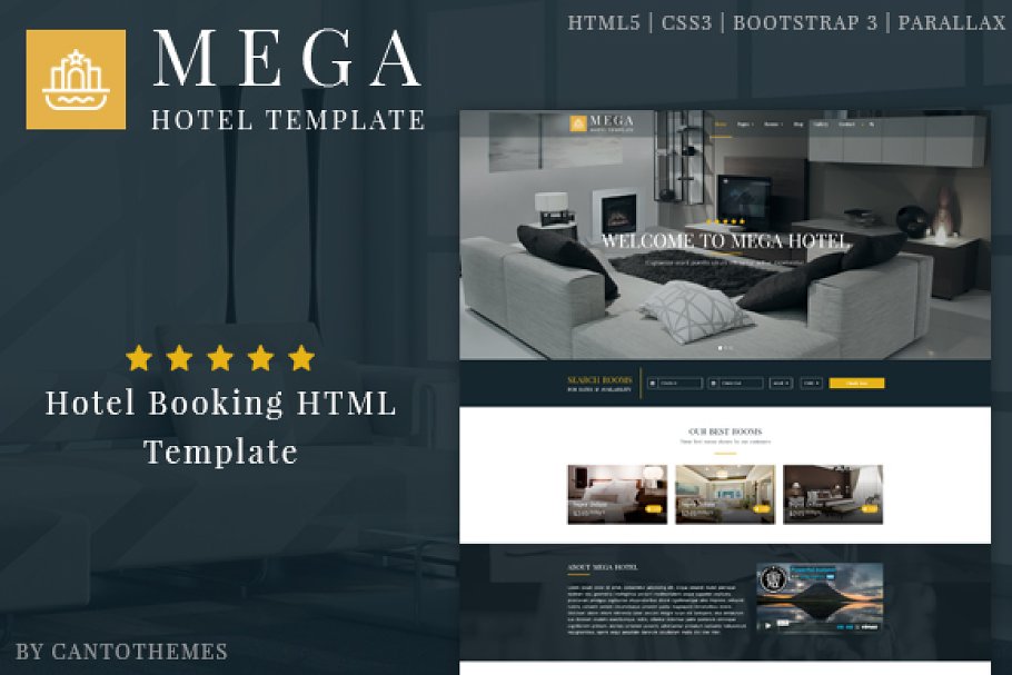 Download Mega - Hotel Booking Bootstrap Theme