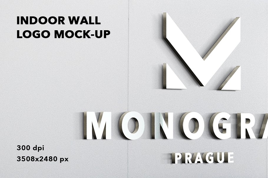 Download Indoor wall logo mockup badge 3D