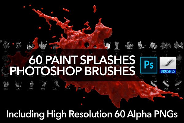 Download 60 Paint Splash Brushes for PS