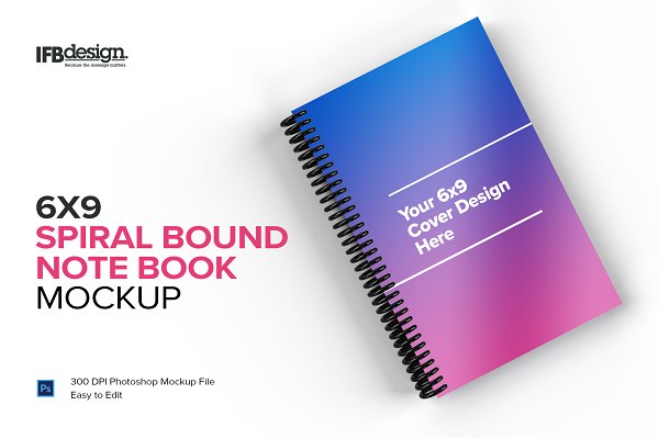 Download 6x9 Spiral Bound Notebook Mockup