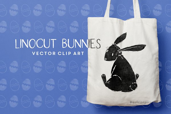 Download Linocut bunny rabbit vector clip art