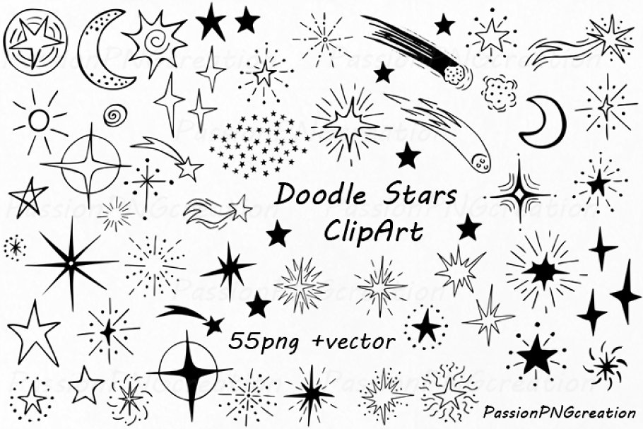 Download Doodle Stars Clipart