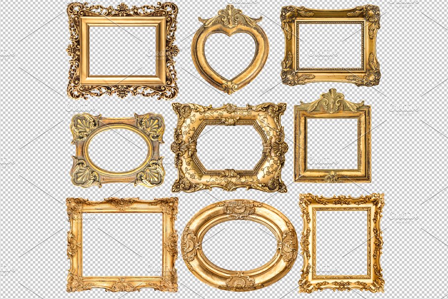 Download PNG Baroque style golden frames