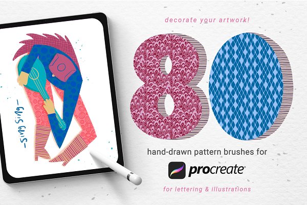 Download 80 hand-drawn patterns for Procreate
