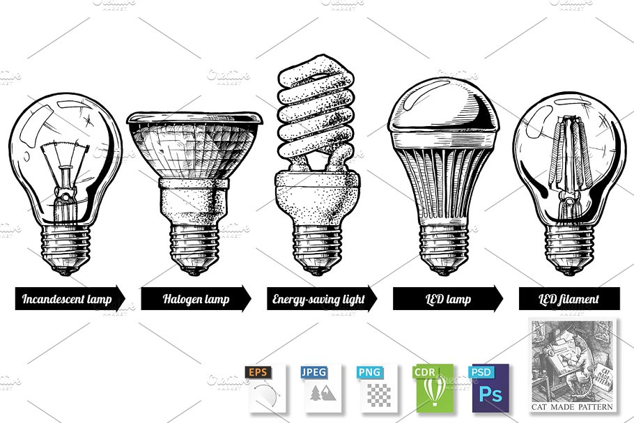 Download evolution set of light bulb
