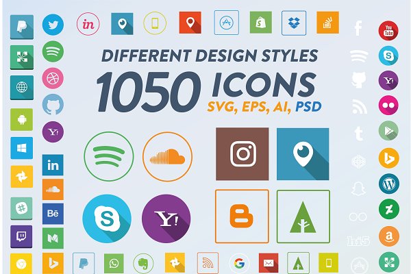 Download 1050 Social Media Icons
