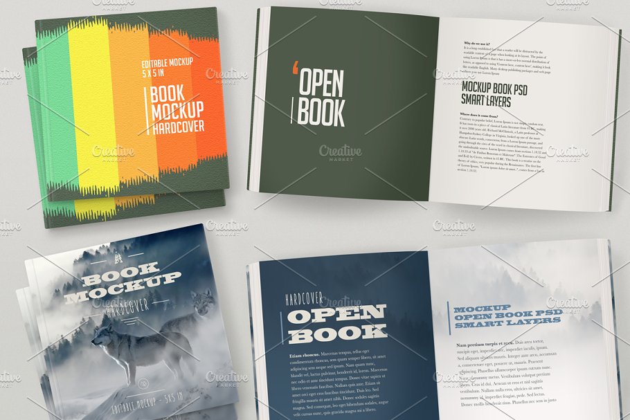 Download Open Hardcover Book Mockup (Square)