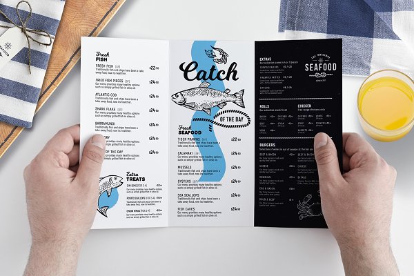 Download Tri-Fold Seafood Menu Template