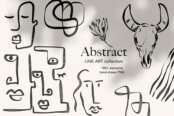 Download Abstract Line Art - Faces & Nature