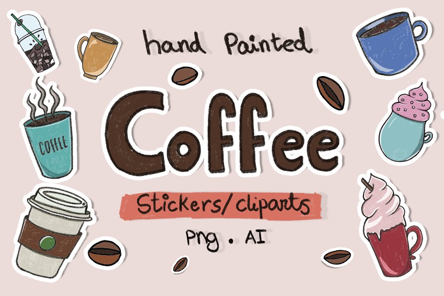 Download Coffee HandPainted Cliparts/Stickers