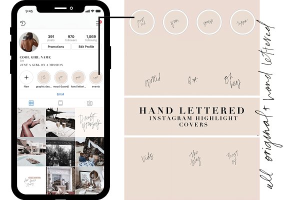 Download 18 HAND LETTERED IG HIGHLIGHT COVERS