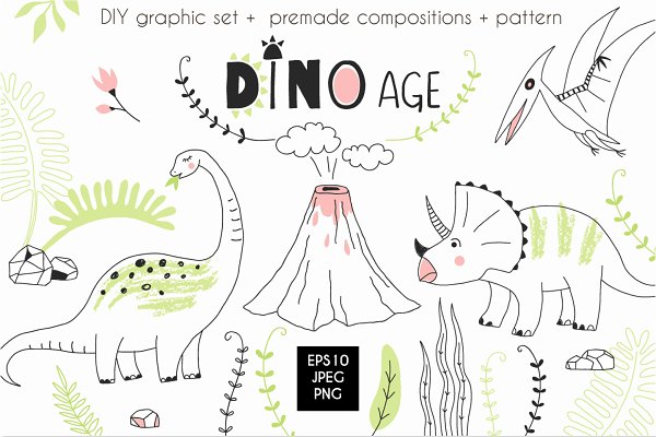 Download Dinosaurs modern graphic set