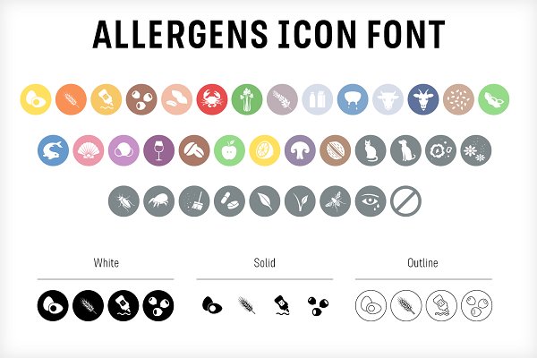 Download Food & Allergen icon font set