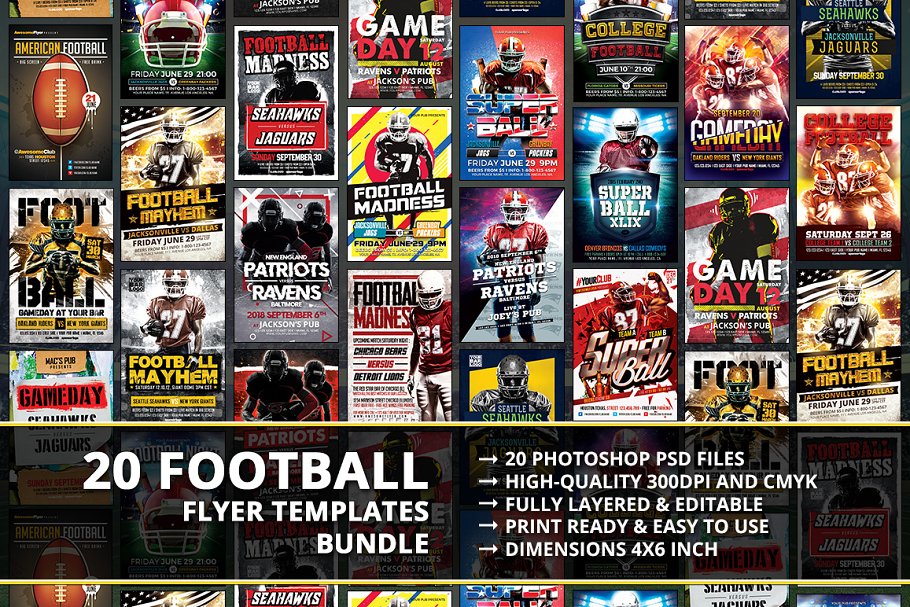 Download 20 Football Flyer Templates Bundle