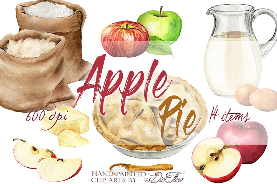 Download Apple Pie Watercolor Clip Art