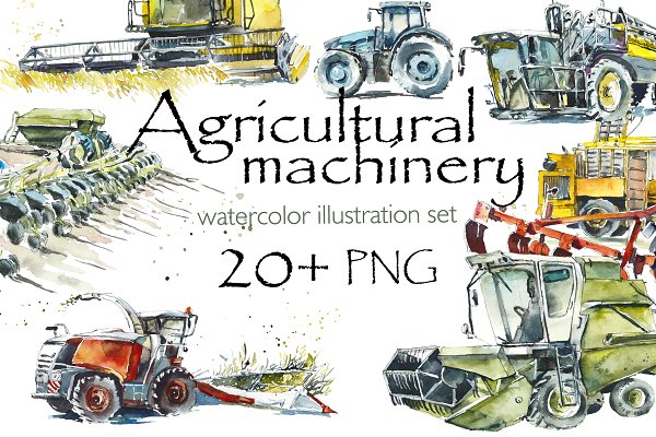 Download Watercolor agricultural machinery