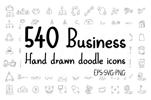 Download 540 Business Hand Drawn doodle Icons