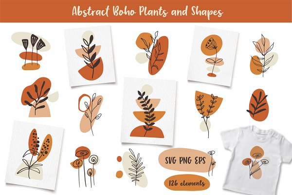 Download Boho Plants and Shapes Collection