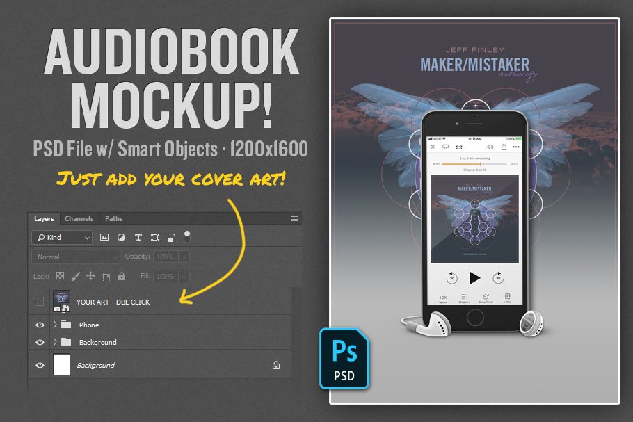 Download Audiobook Mockup PSD Template