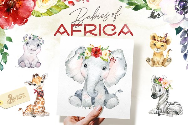 Download Babies of Africa. Watercolor Set