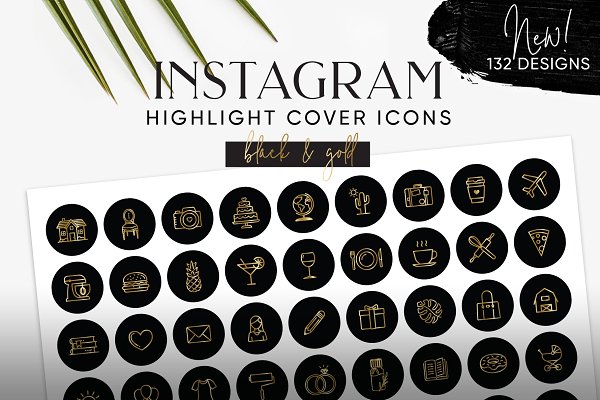 Download Black & Gold Instagram Cover Icons