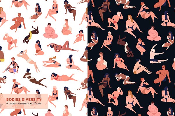 Download Body diversity seamless patterns