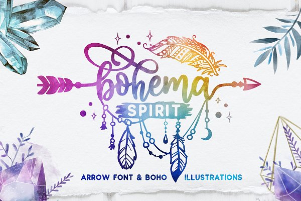 Download Bohema Spirit font and illustrations