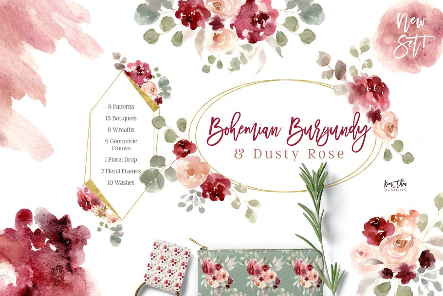 Download Bohemian Burgundy & Dusty Rose