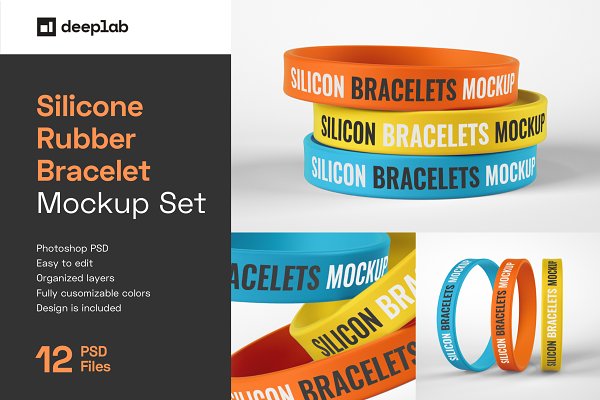 Download Silicone Bracelet Mockup | Wristband