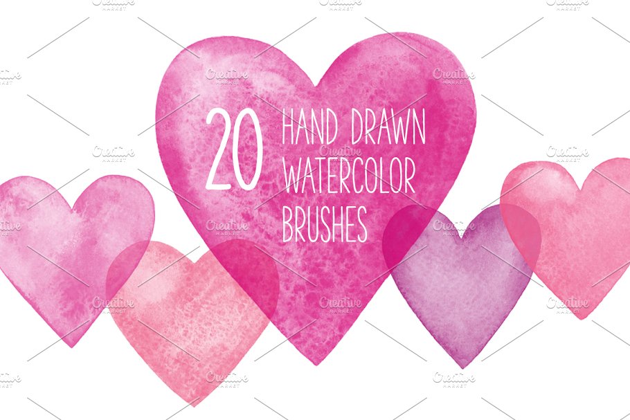 Download Watercolor hearts brushes