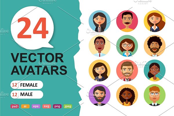 Download Vector avatars flat cartoon people