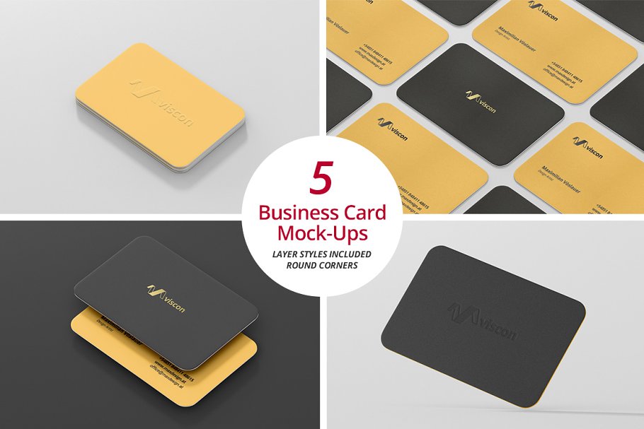 Download Business Card Mock-Ups Round Corners