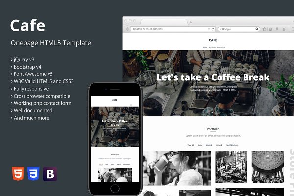 Download Cafe - Onepage HTML5 Template