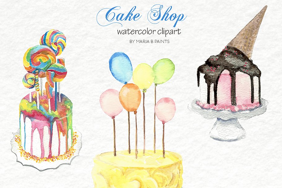 Download Watercolor Clip Art - Cakes