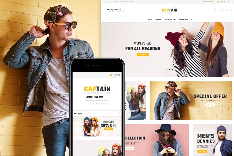 Download Captain-Hats and Caps Magento2 Theme