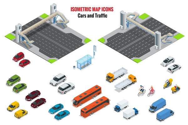 Download Isometric vector cars and traffic