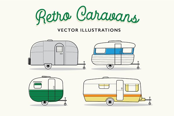 Download Retro Caravan Illustrations - Set 2