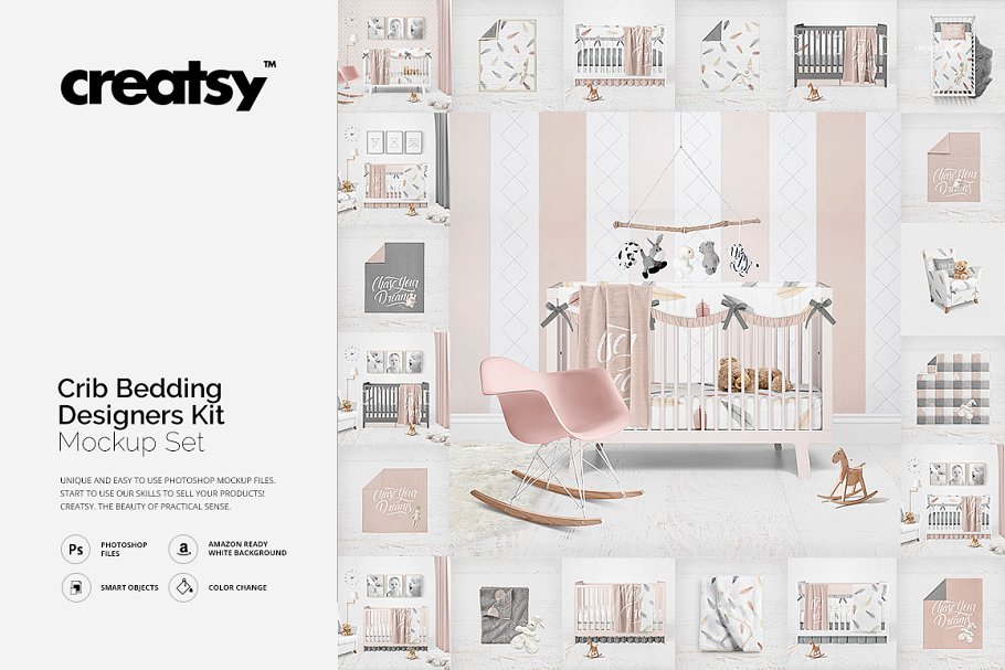 Download Crib Beddind Designers Kit Mockup