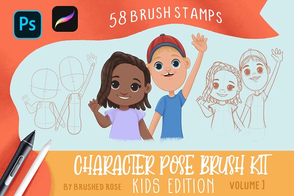 Download Character pose brush kit - Kids