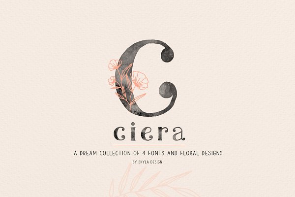 Download Ciera watercolor svg font & florals