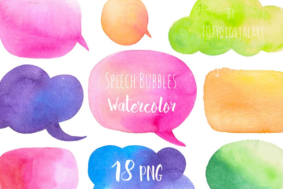 Download Watercolor Speech Bubbles Set