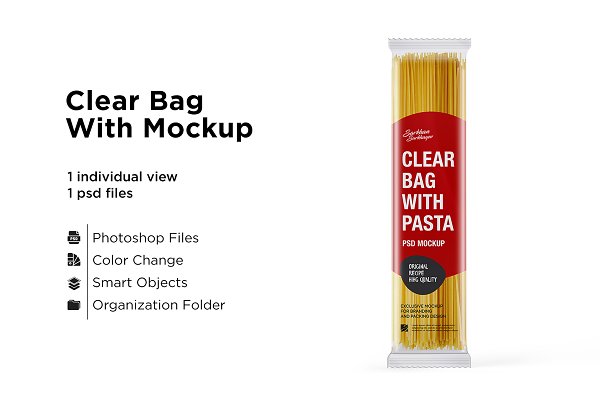 Download Clear Bag With Pasta Mockup