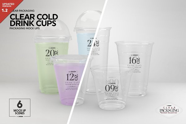 Download Clear Cold Drink Cups Mockup