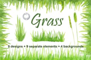 Download Watercolor handpainted clipart Grass