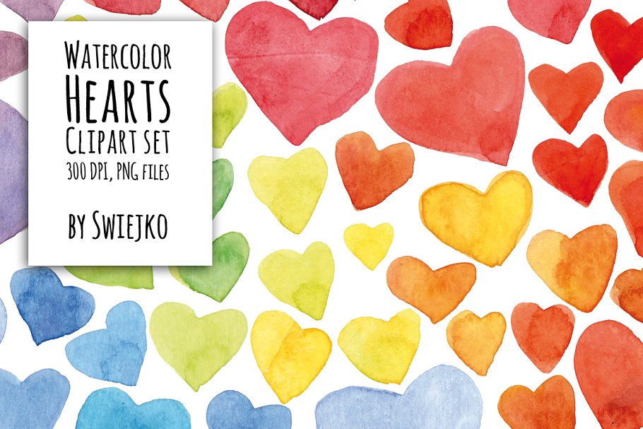 Download Watercolor Hearts CLipart